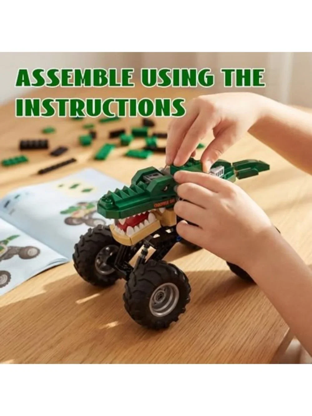 Monster Crocodile Truck Toy for Kids - Fun Building Set for Boys & Girls, Green